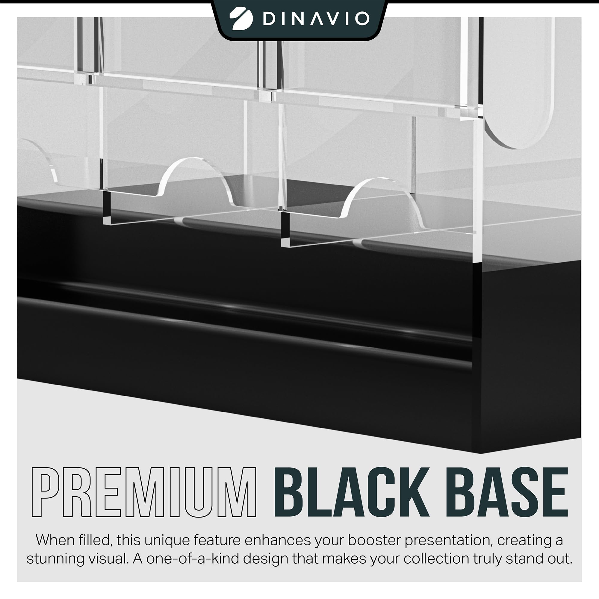Dinavio Crafthouse crystal-clear acrylic display showing boosters clearly.
