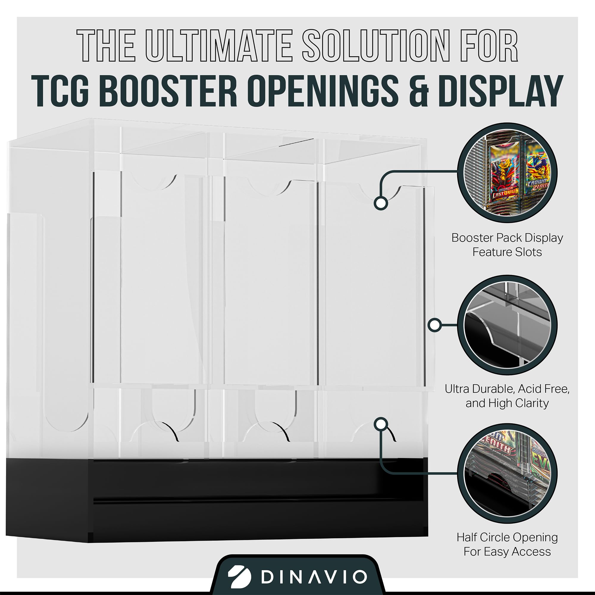 Dinavio Crafthouse durable 4mm acrylic protects booster packs.