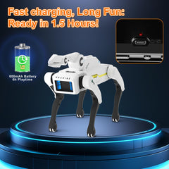 Dingdongwu Robot Dog charging via USB-C for quick play sessions.