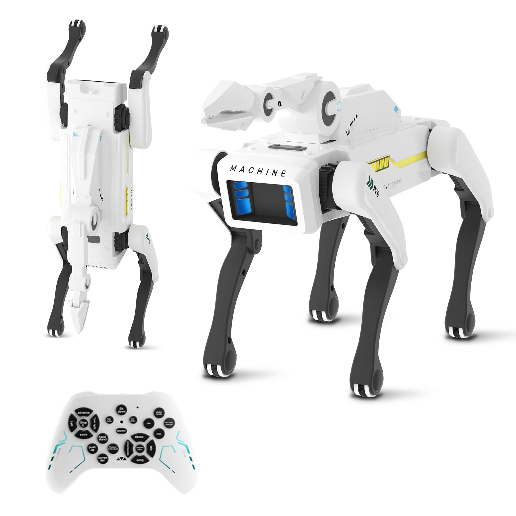 Dingdongwu Robot Dog front view emphasizes durable, kid-friendly build.