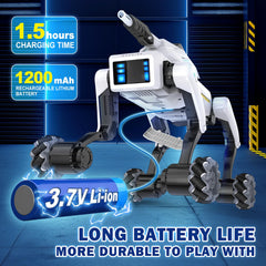 Dingdongwu robot dog with Mecanum wheels enabling smooth omnidirectional moves.