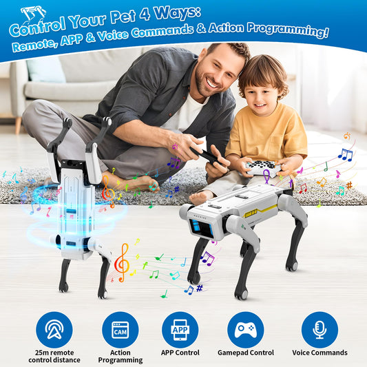 Dingdongwu robot dog showcasing 30+ actions to teach sequencing through fun experiments