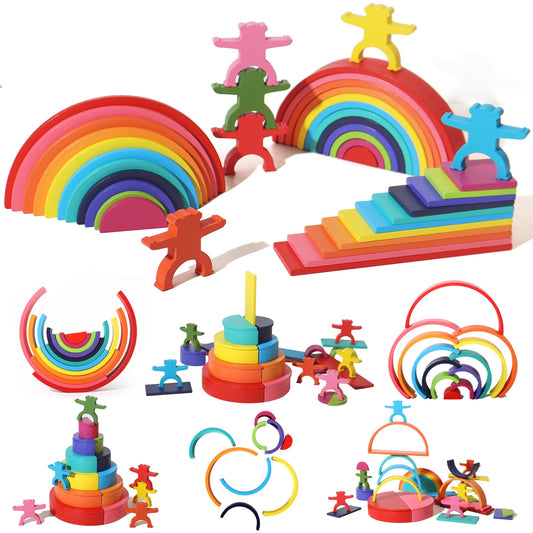 Dinhon wooden blocks promote fine motor skills during steady stacking activities