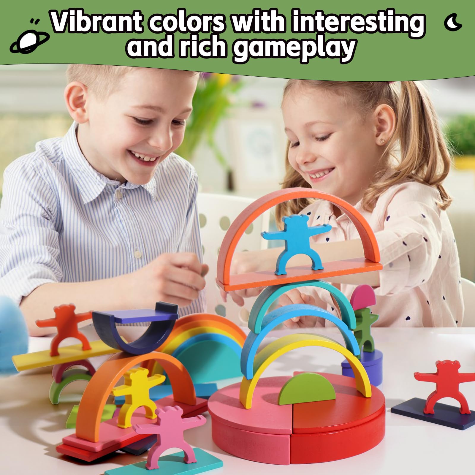 Dinhon rainbow pieces support color recognition during sorting and problem-solving activities