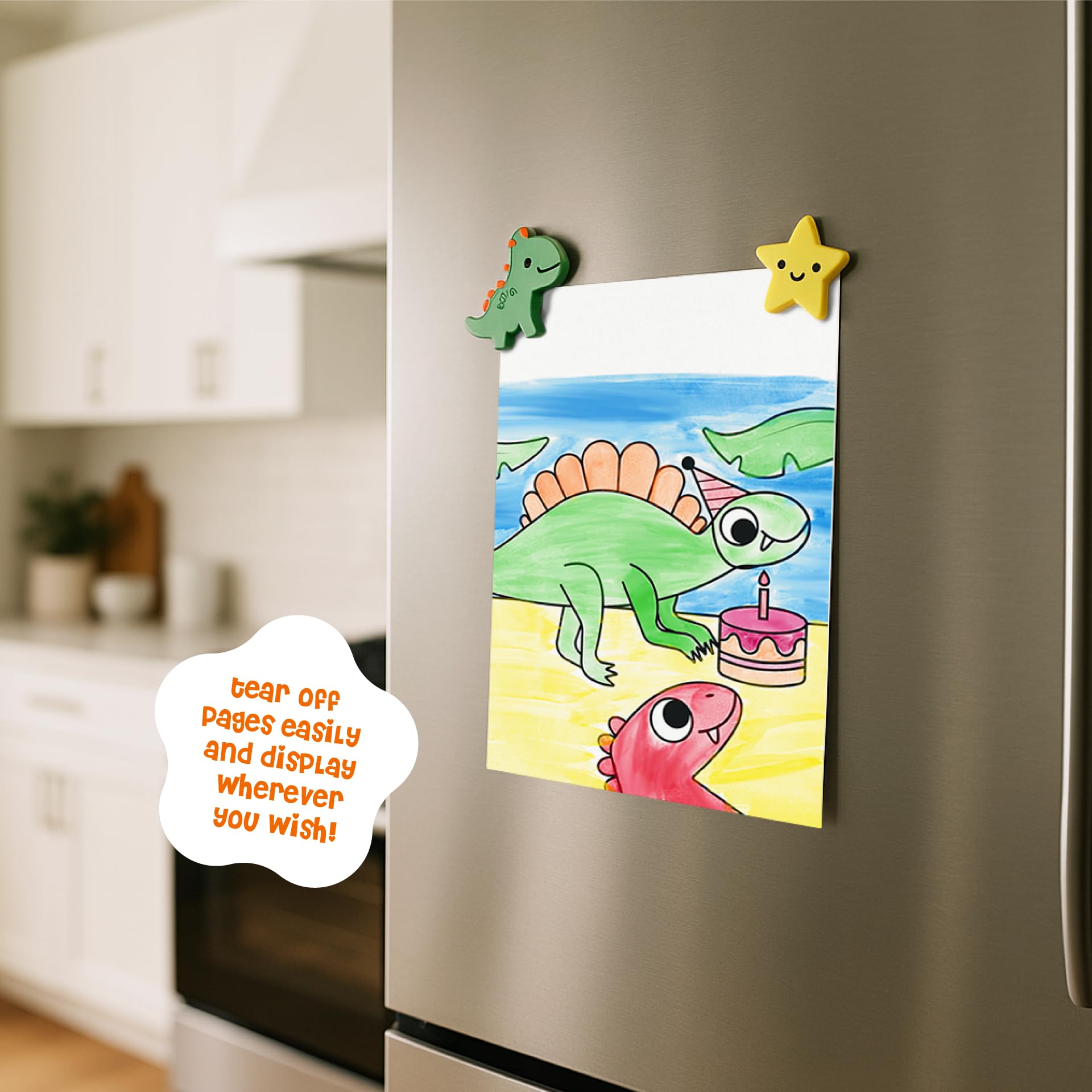 DINO MINI spill-proof painting set reduces mess while kids explore colors.