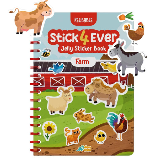 DINO MINI Stick4Ever Farm sticker book cover shown for travel-friendly play.