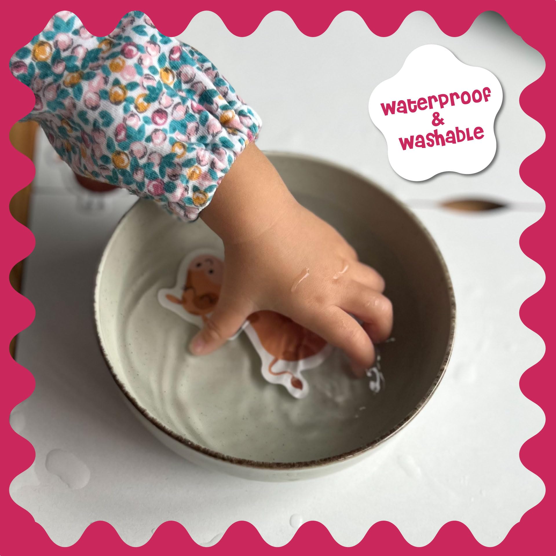 Stick4Ever waterproof stickers clean easily after messy hands