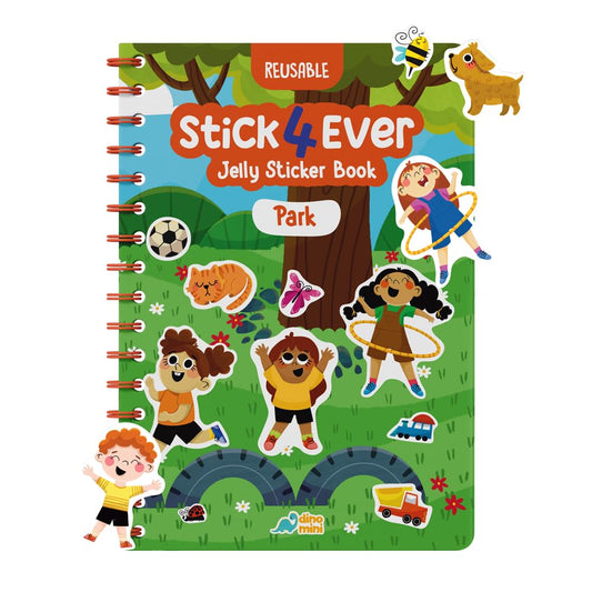 DINO MINI Stick4Ever Jelly Sticker Book cover, durable and travel-ready