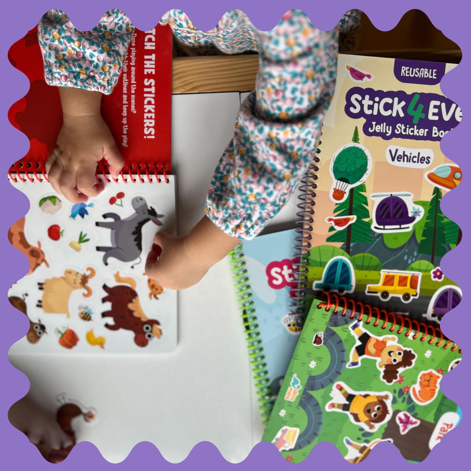 DINO MINI Stick4Ever waterproof and washable stickers for easy cleanup.
