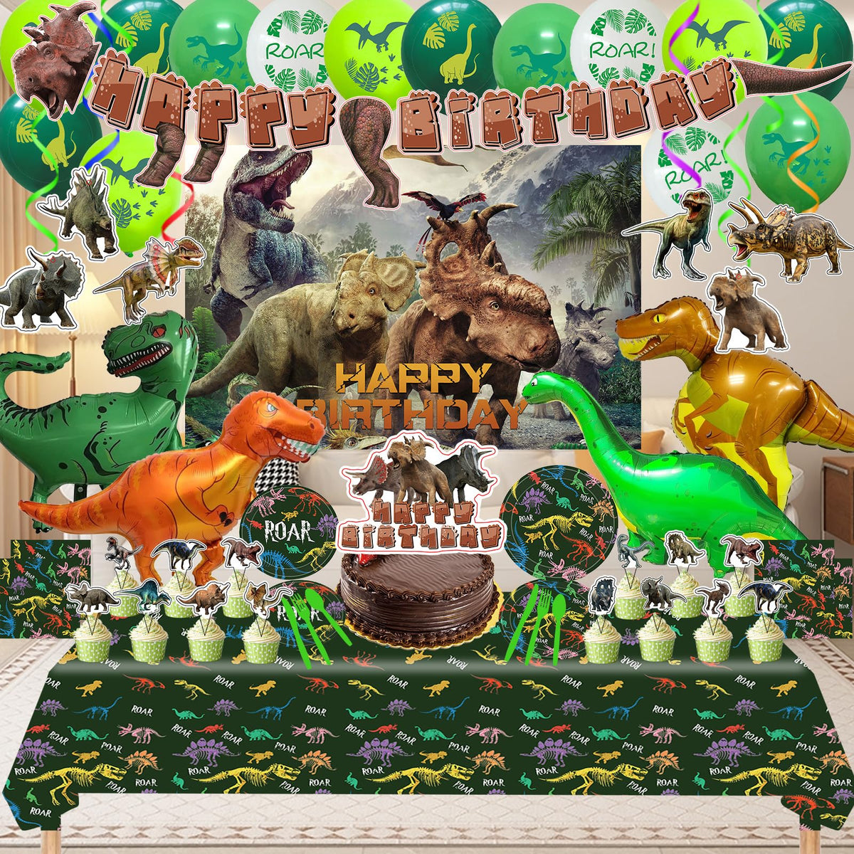 Dinosaur Birthday Party Supplies banner for festive celebrations and photo-worthy moments.