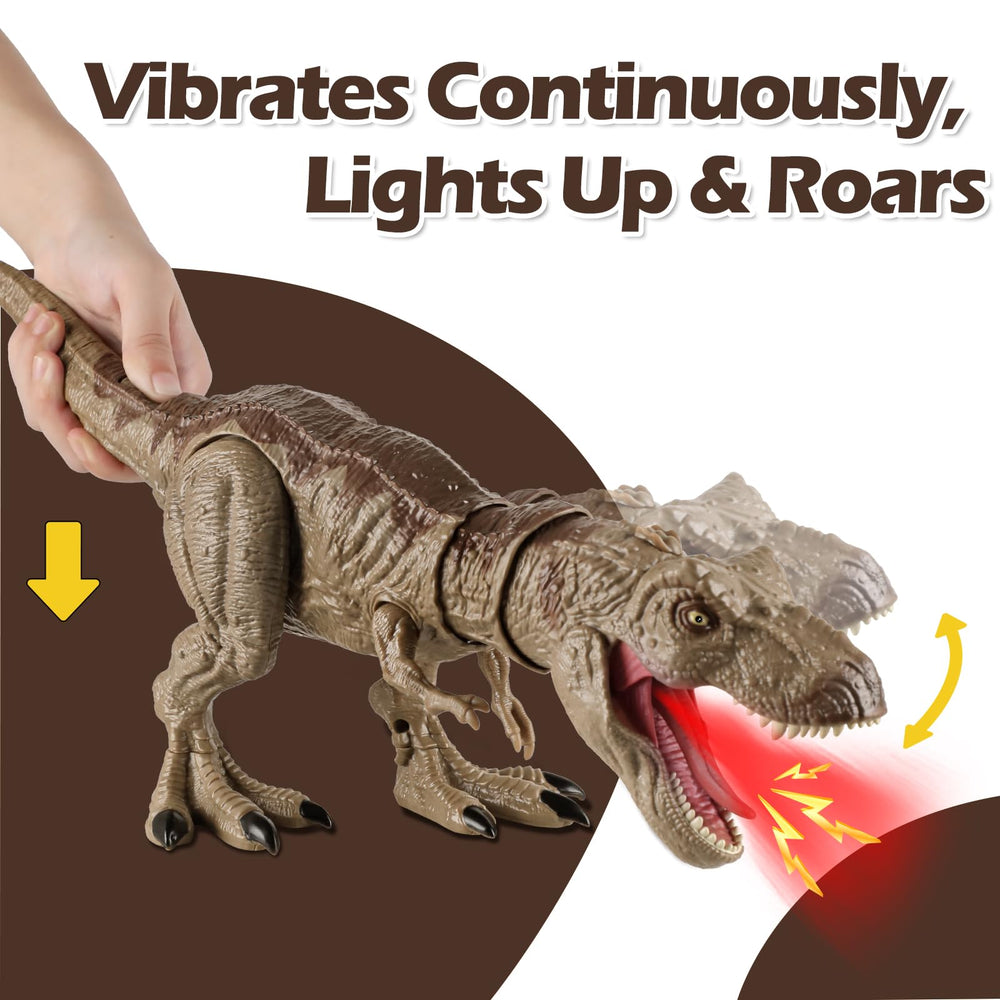 DINOSAURS'ISLAND TOYS T-Rex sprays mist for realistic dinosaur fun.
