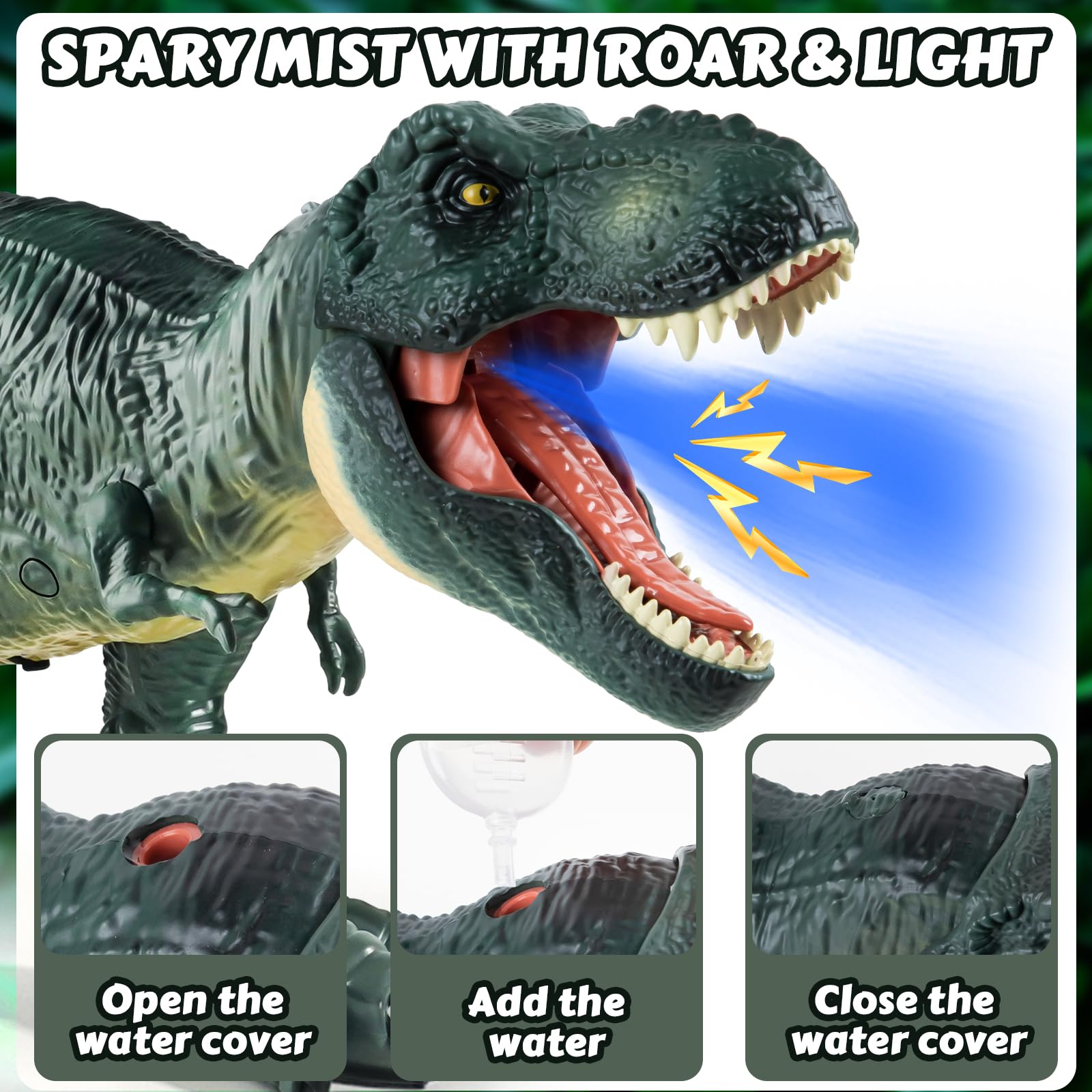 DINOSAURS'ISLAND TOYS Tyrannosaurus RC with adjustable speed enhances kid-controlled play.