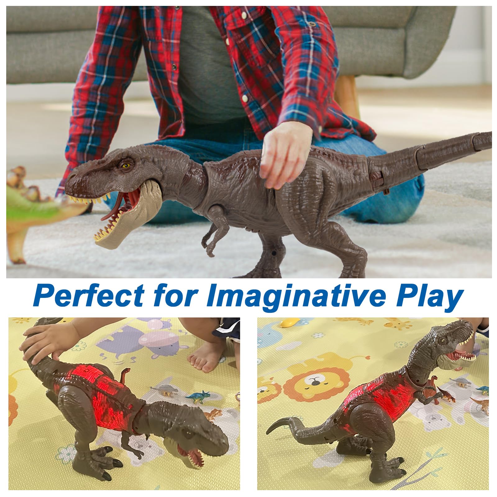 DINOSAURS'ISLAND TOYS battle-ready pose invites kids to recreate thrilling prehistoric scenes