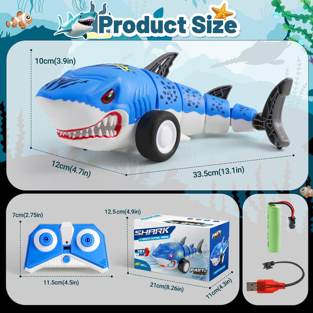 Dinotronik Shark RC Car offers up to 60 minutes of playtime per charge.