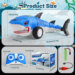 Dinotronik Shark RC Car offers up to 60 minutes of playtime per charge.