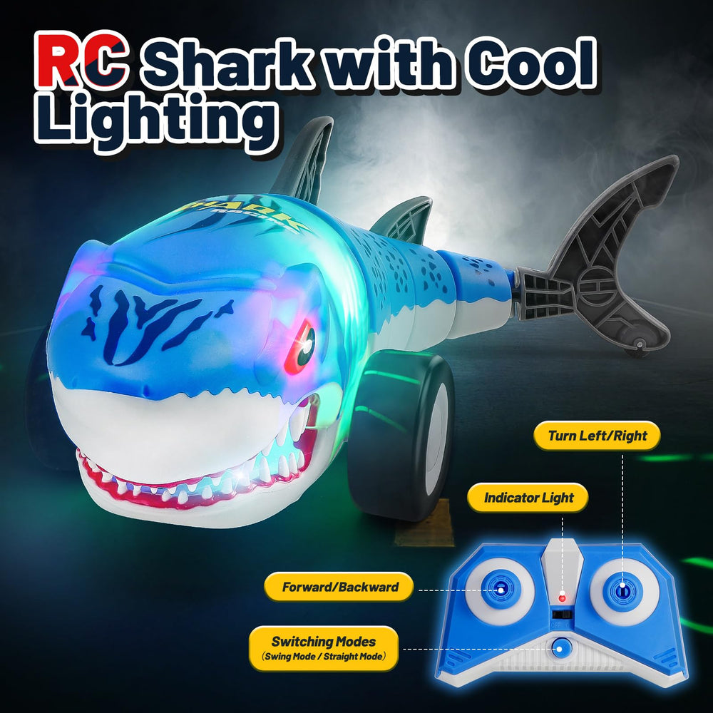 Dinotronik Shark RC Car with flexible tail for lifelike movement.
