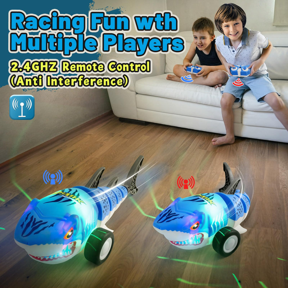 Dinotronik Shark RC Car remote with 2.4GHz for multiplayer play.