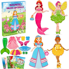 DINSUMRUG princess dress-up dolls with magnetic outfits for imaginative play