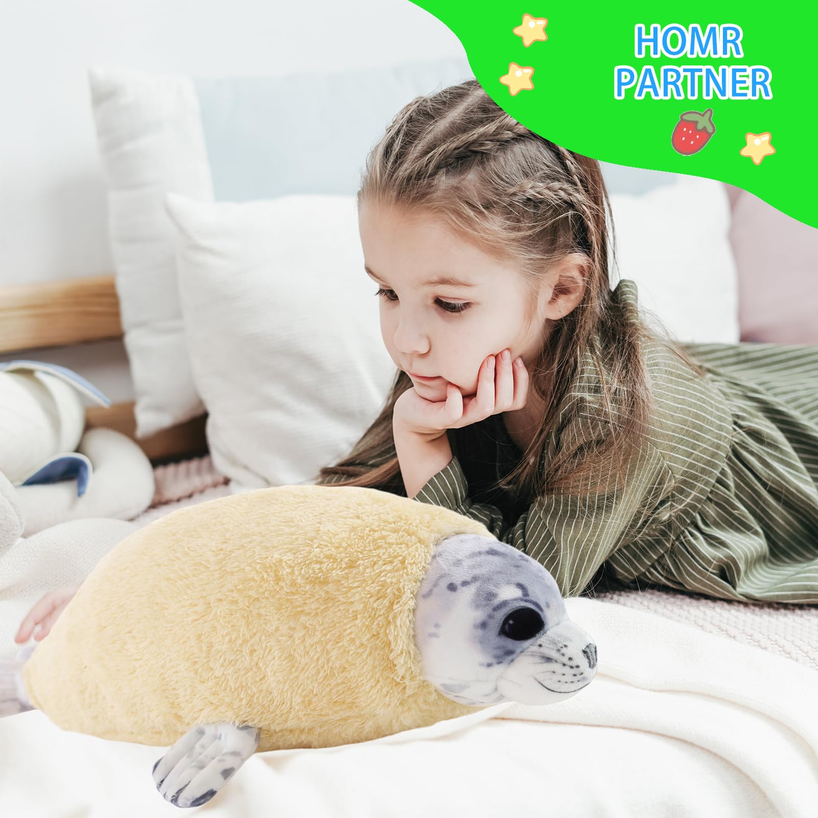 Dinyinor seal plush cuddle buddy ideal for kids and adults.