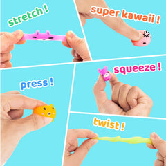 Dioju Mochi Squishy bulk pack assembly shows assorted colors for classroom prizes