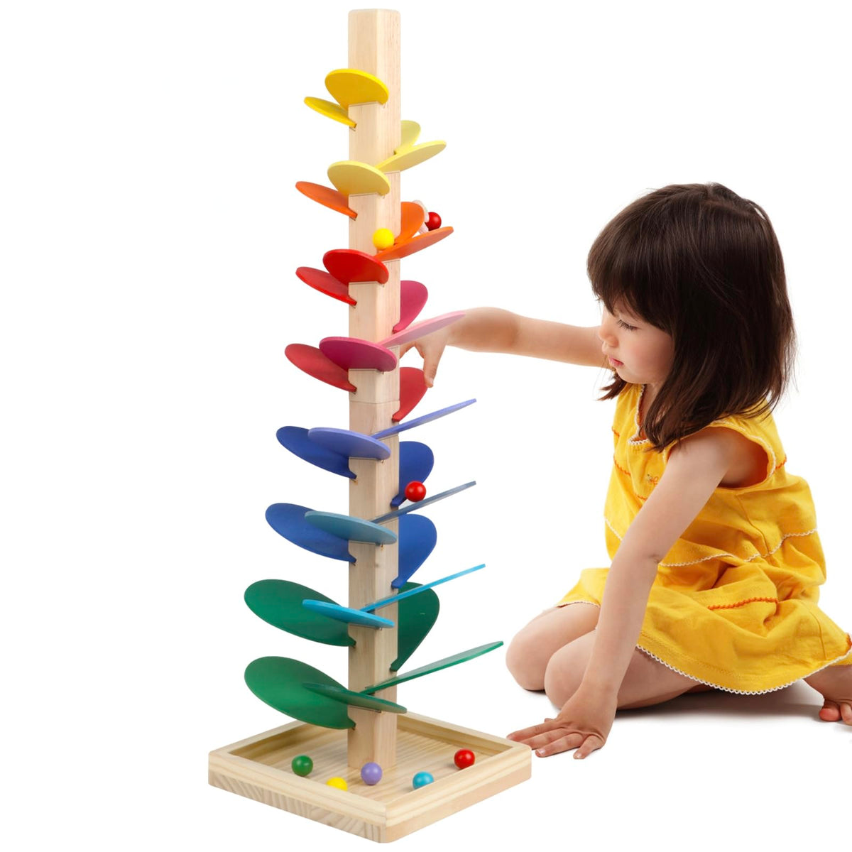 DIPALENT wooden marble run base showing sturdy foundation for safe play