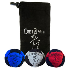 DIRTBAG Classic Footbag blue set shown with durable build for beginners and casual play