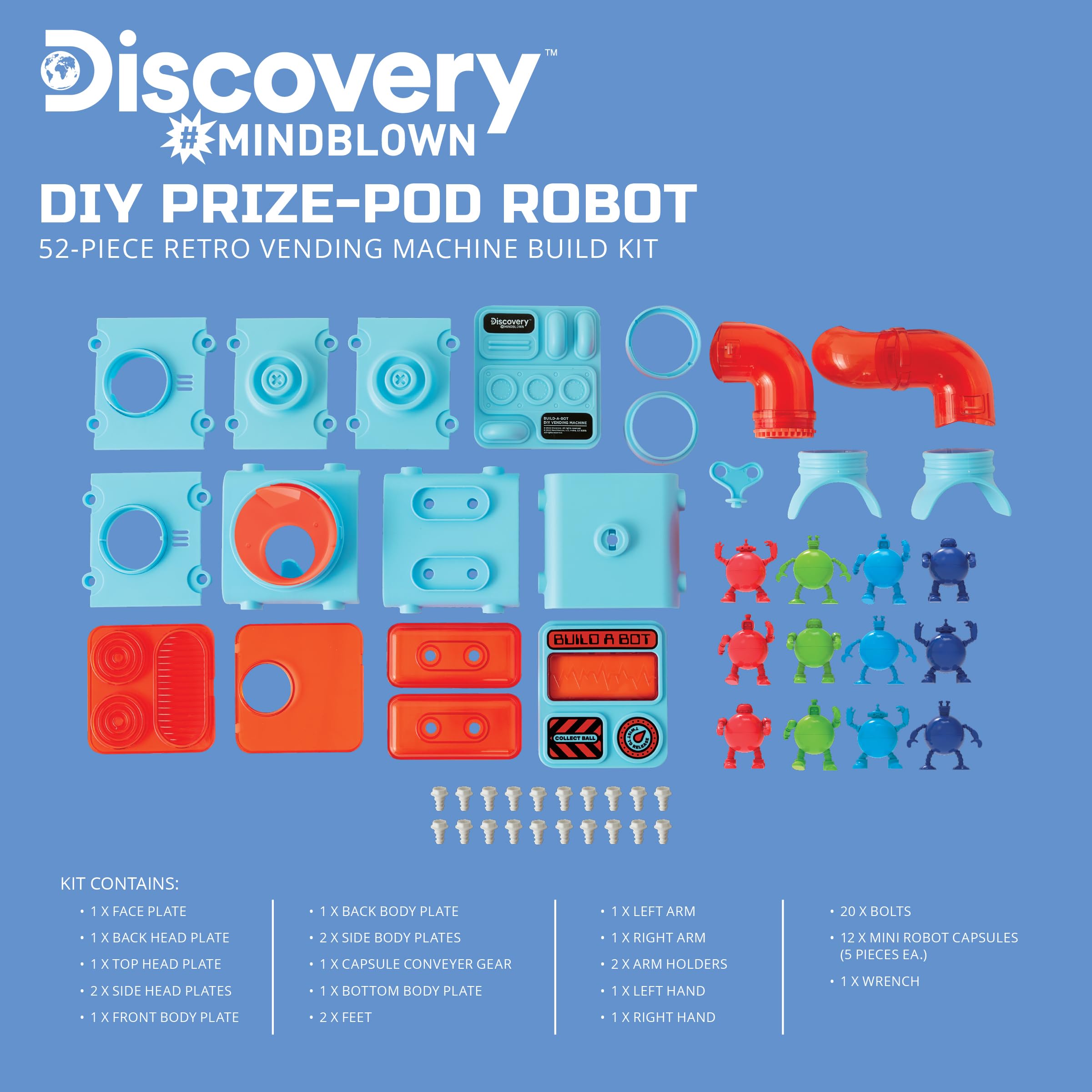 Discovery DIY Prize-Pod Robot Kit capsules display 12 transforming components for toy builds