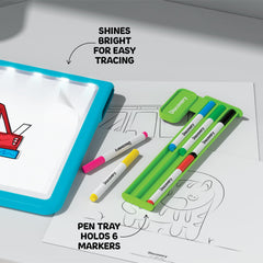 Discovery Glow Tracing Tablet portable design with storage tray eases on-the-go creativity