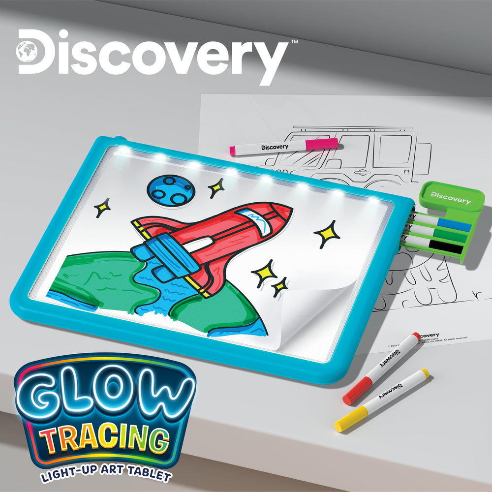 Discovery Glow Tracing Tablet secure paper holding keeps pages neat while tracing