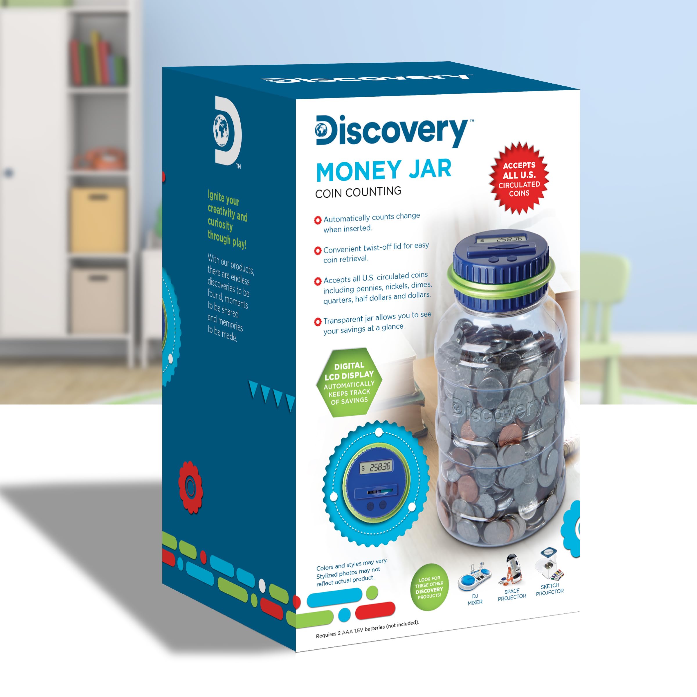 Discovey gift-ready savings tool for kids and classrooms.