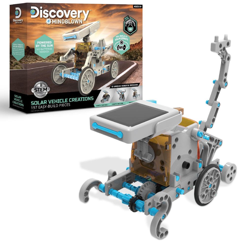 Discovery Mindblown solar panel powering a robot outdoors efficiently.
