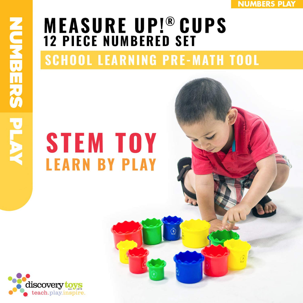 Discovery Toys Measure UP! Cups support clay stamping and dough-based STEM activities.