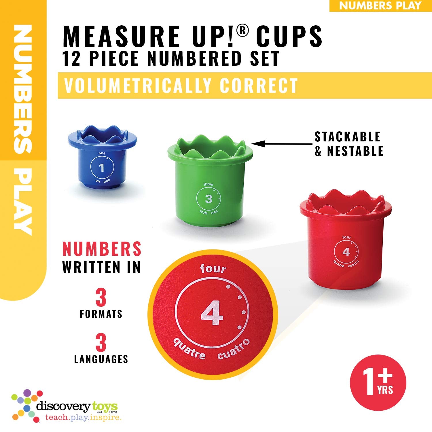 Discovery Toys Measure UP! Cups nested for compact storage and imaginative play.