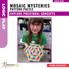 Discovery Toys Mosaic Mysteries kids engaged in hands-on problem solving.