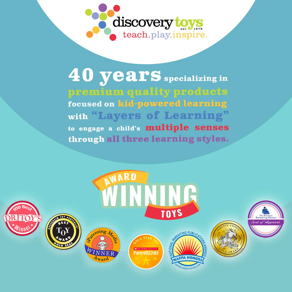 Discovery Toys Mosaic Mysteries safety materials: non-toxic, BPA-free for safe play.