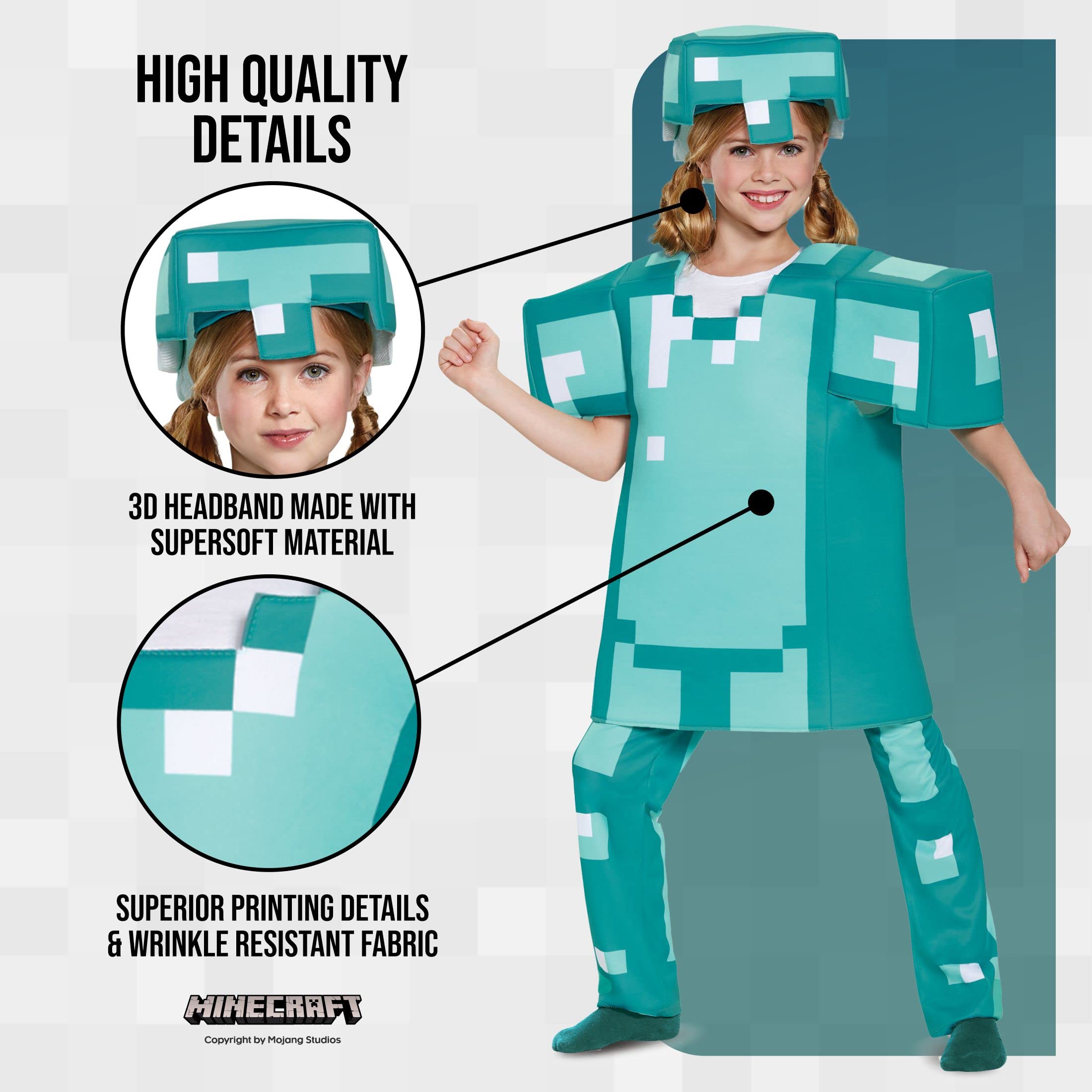 Disguise Minecraft Diamond Armor hat with inner cap stays in place during active play
