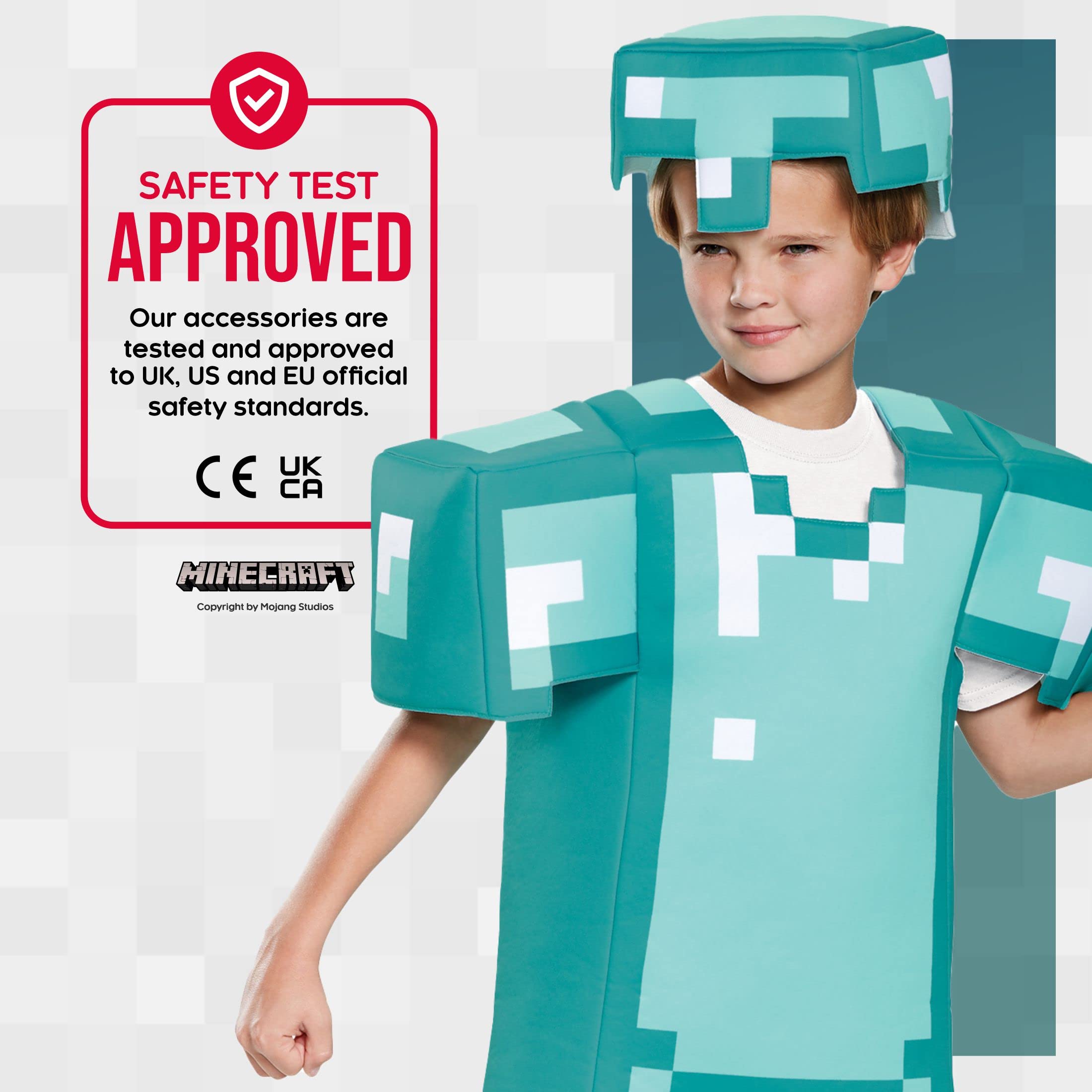 Disguise Minecraft Diamond Armor set packaging highlighting official license and materials