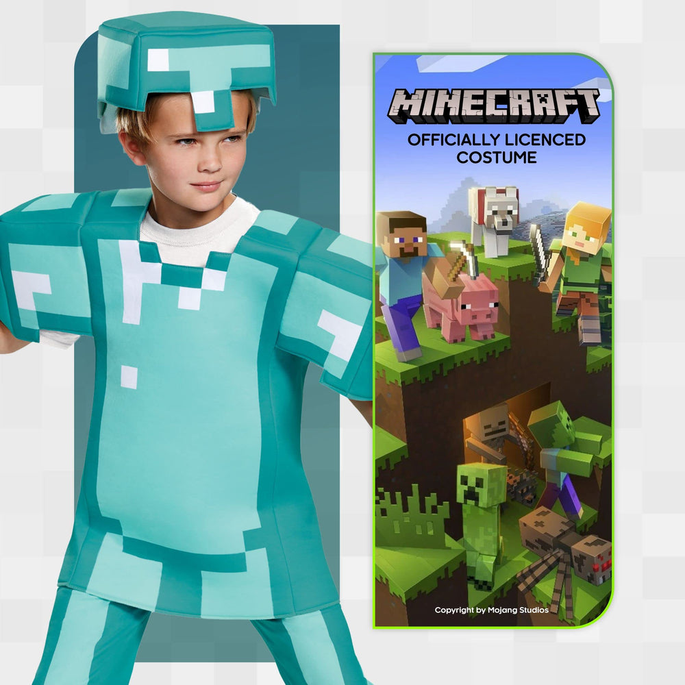 Disguise Minecraft Diamond Armor tunic back view showing easy closure for quick dressing