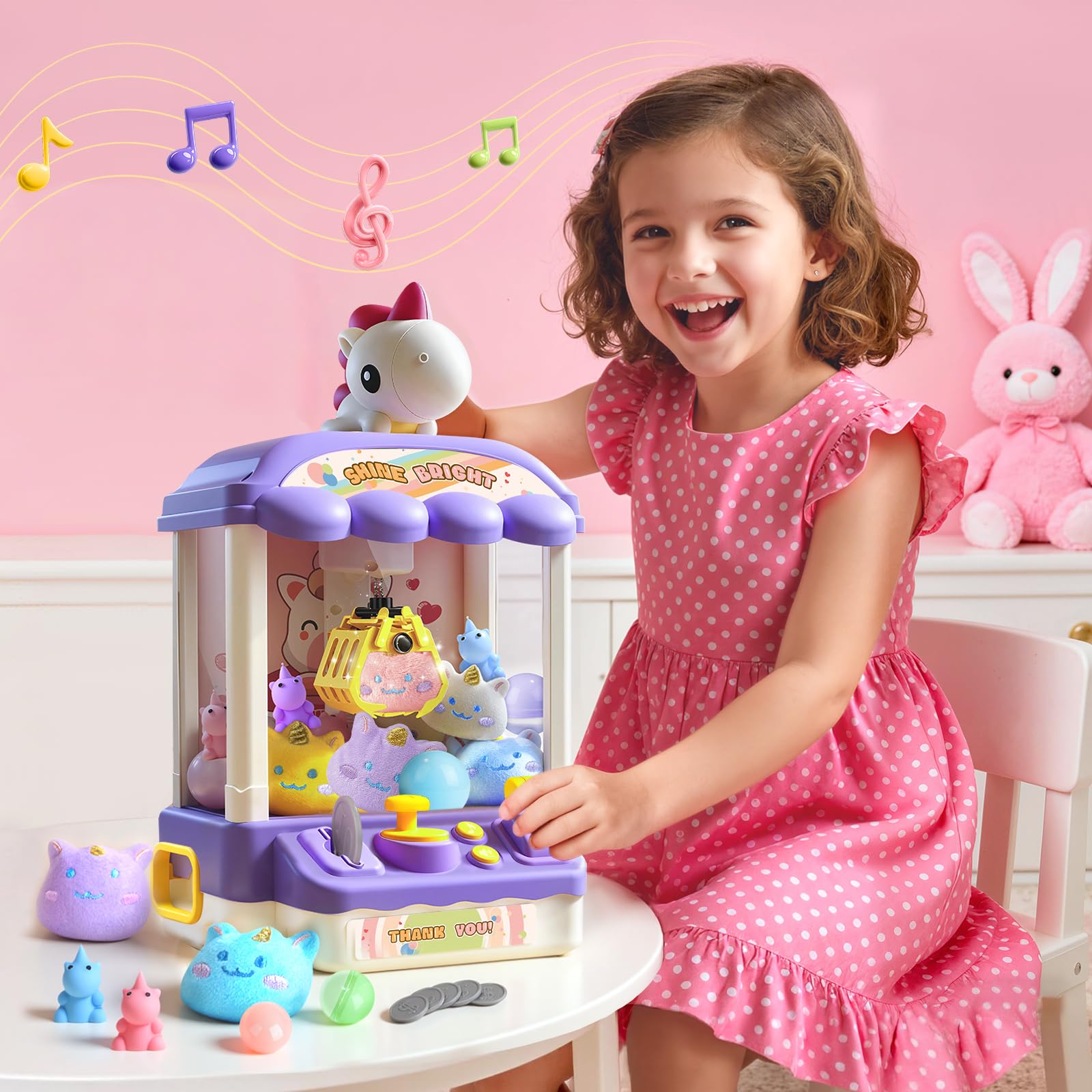 DISHIO claw machine features USB charging and battery option for flexible use.