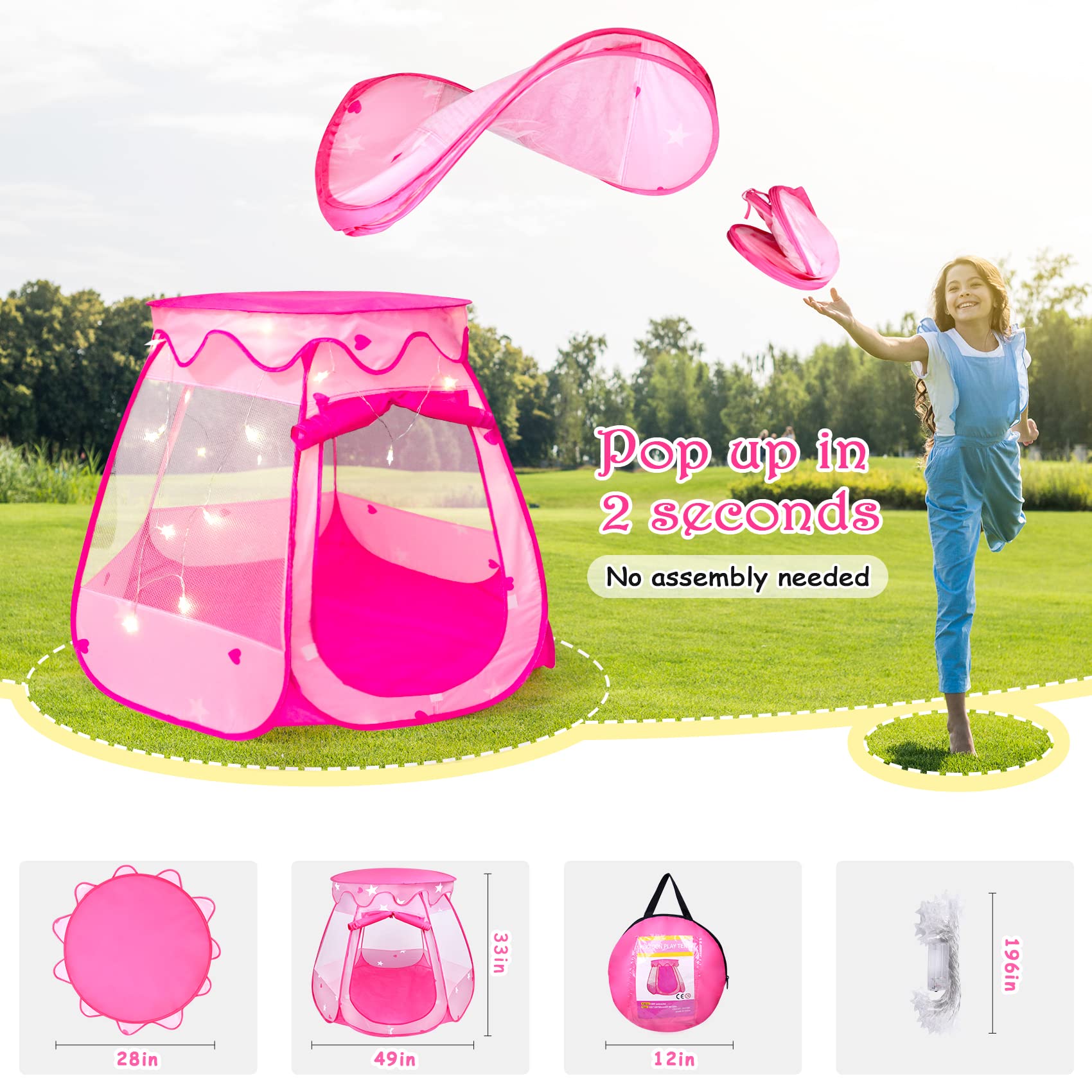 DISHIO hexagonal princess tent design for indoor and outdoor fun.