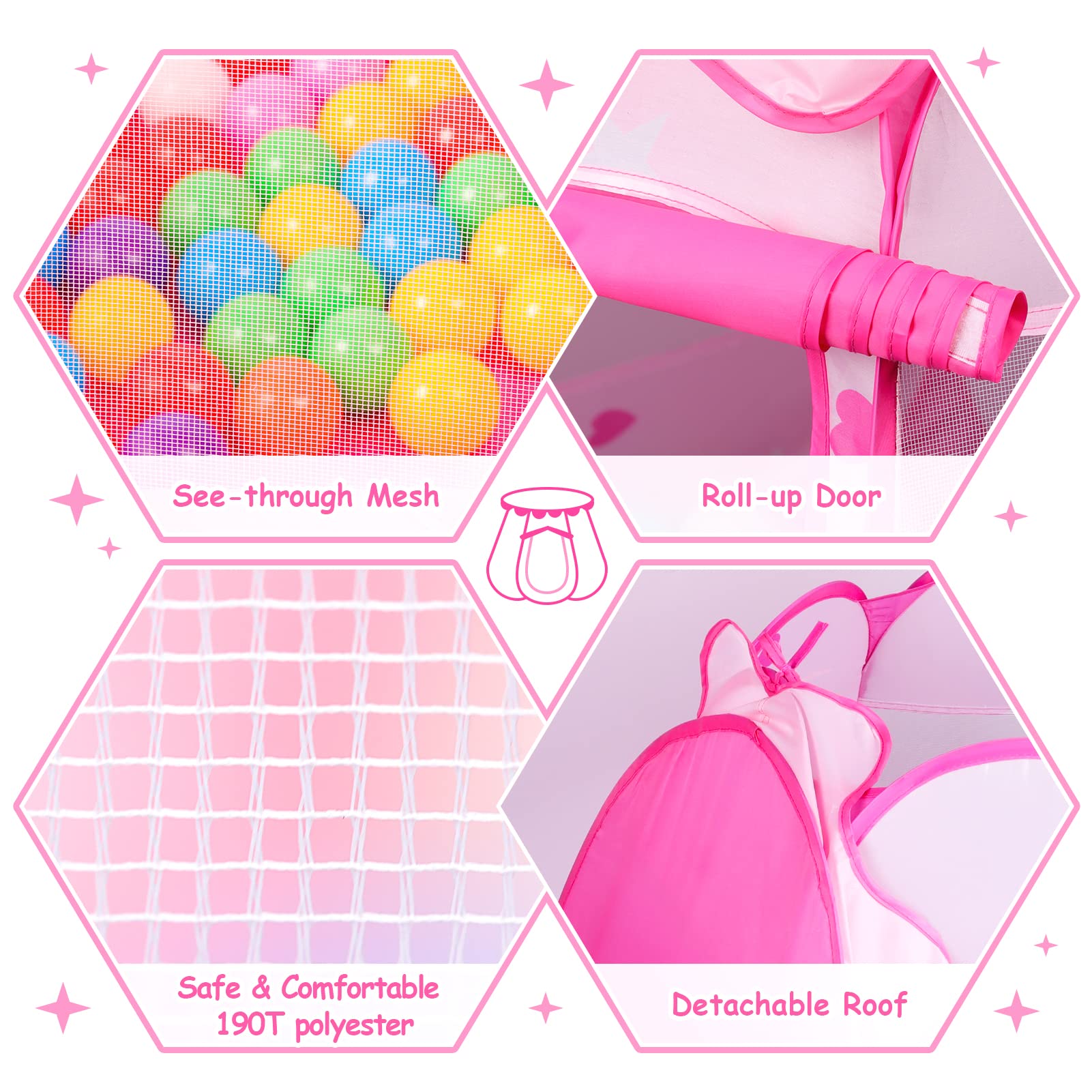 DISHIO portable storage bag keeps the ball pit compact when not in use.