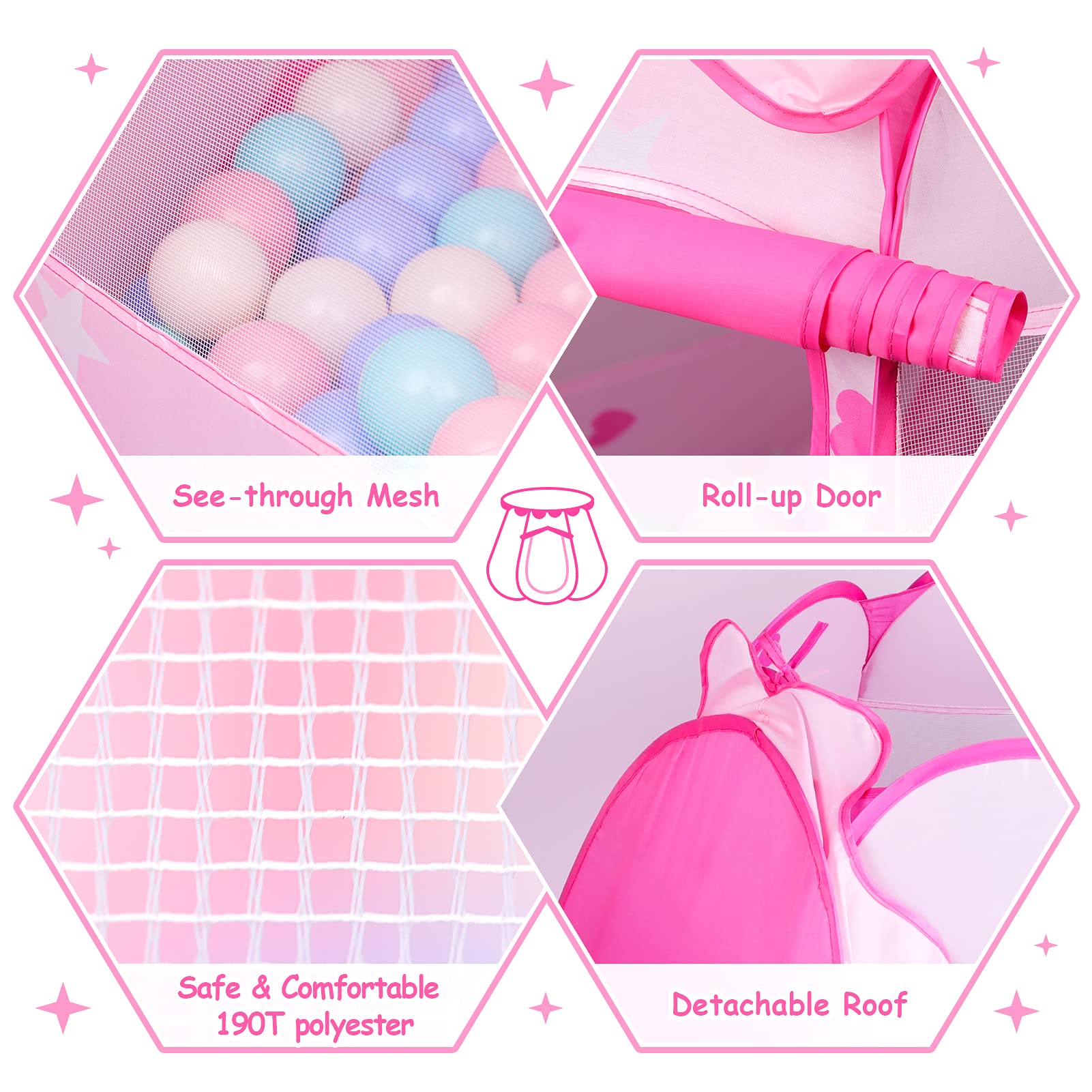 DISHIO Princess Tent see-through mesh for easy supervision.