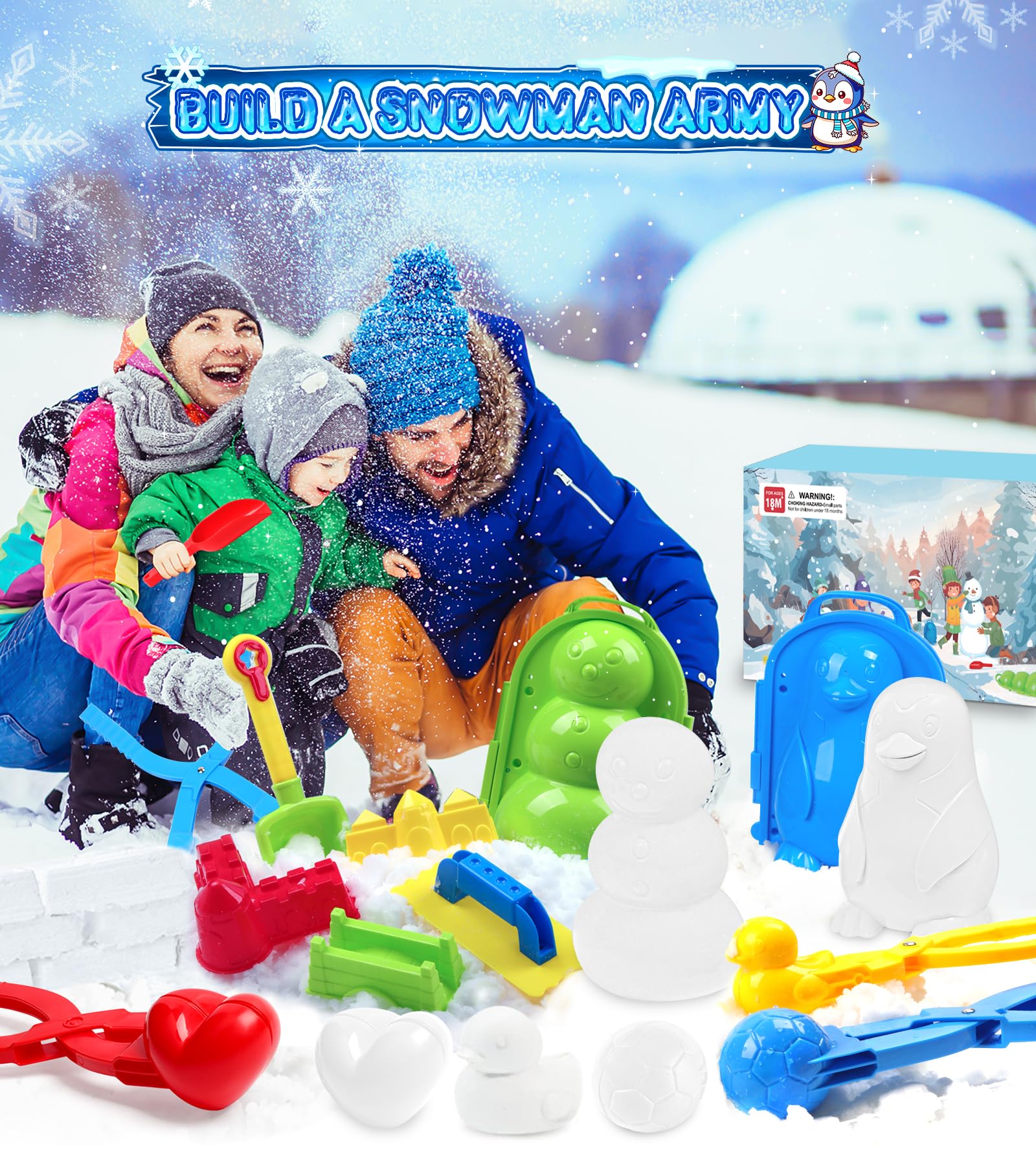 DISHIO snow clips to secure shapes for durable snow structures