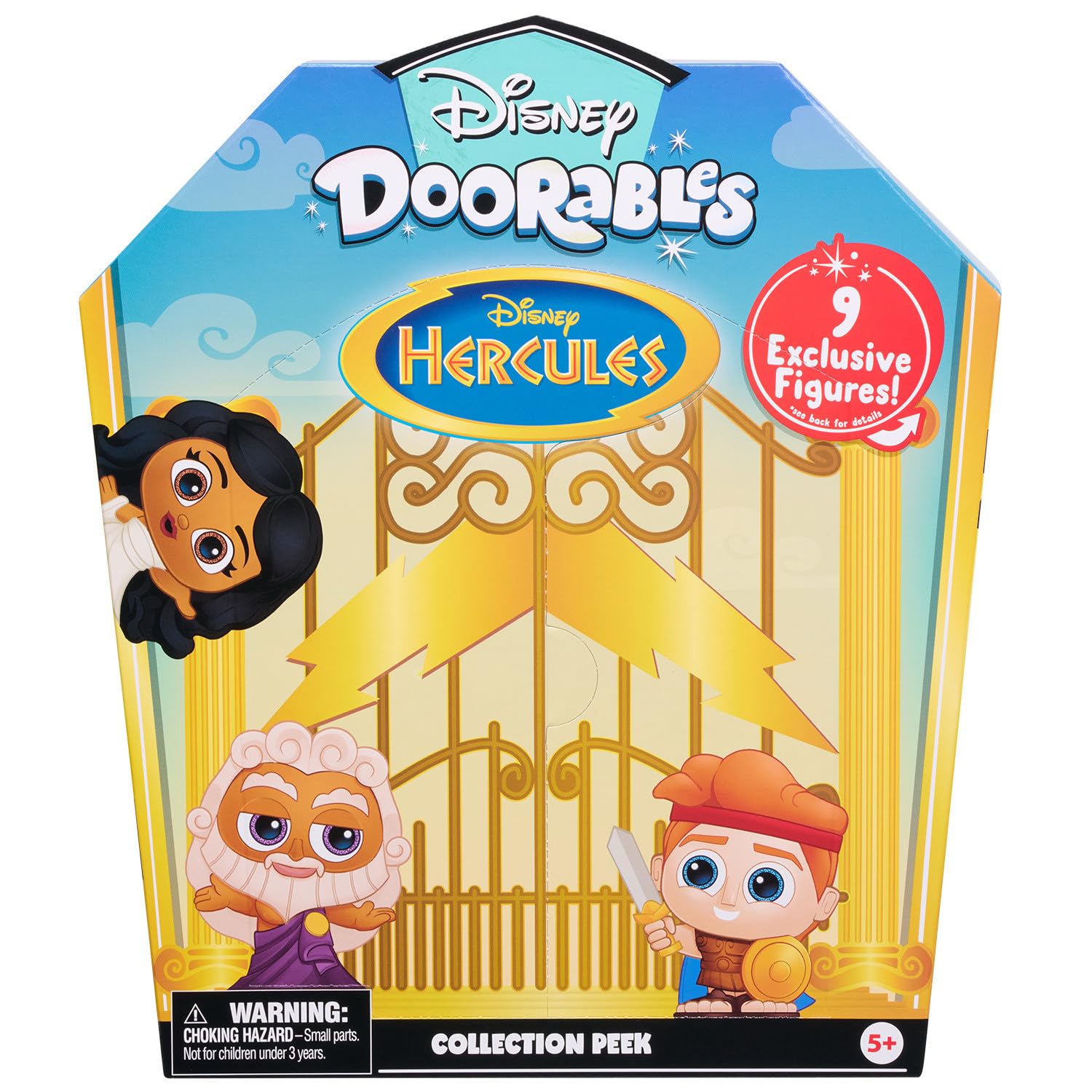 Disney Doorables Hercules Collector Pack packaging showing the house-themed blind box