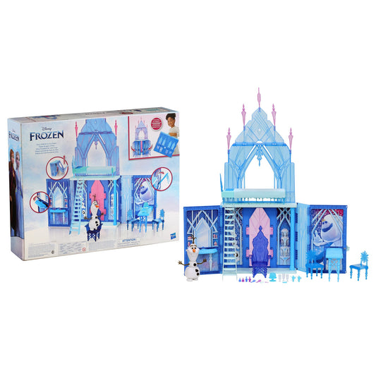 Open layout of Disney Frozen Ice Palace highlighting two-story structure for imaginative scenes.