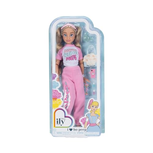 Disney ILY 4ever Bo Peep doll wearing eye mask for calm pretend rituals.