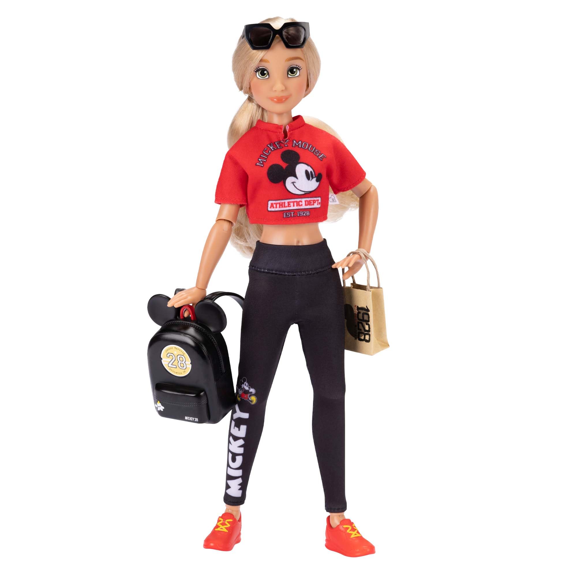 Disney ILY 4Ever Mickey doll in cropped tee and joggers for stylish play.