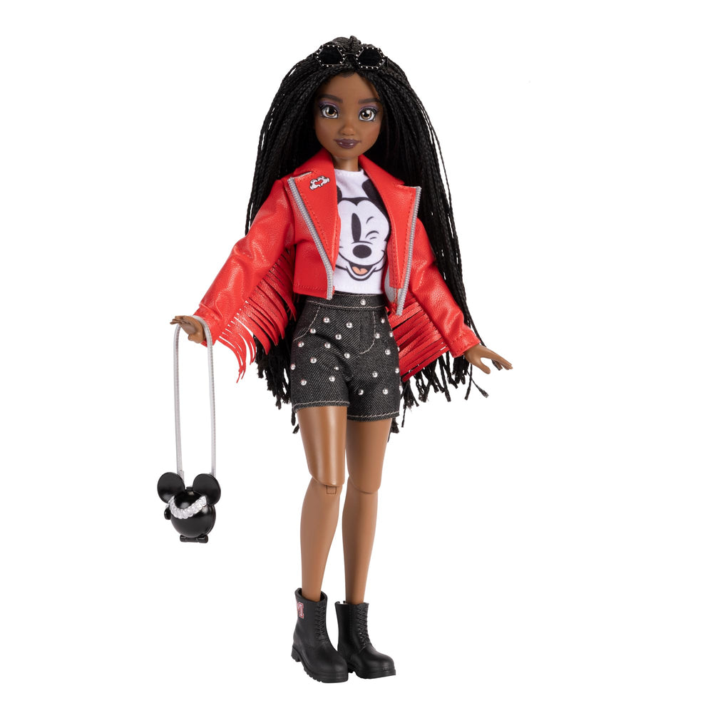 Disney ILY 4EVER Mickey doll in red moto jacket fringe for bold fashion play