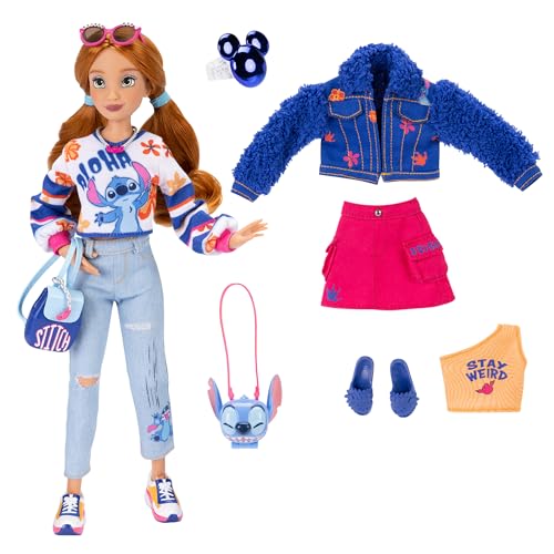 Disney ILY 4EVER Stitch doll wearing blue denim jacket for versatile looks.