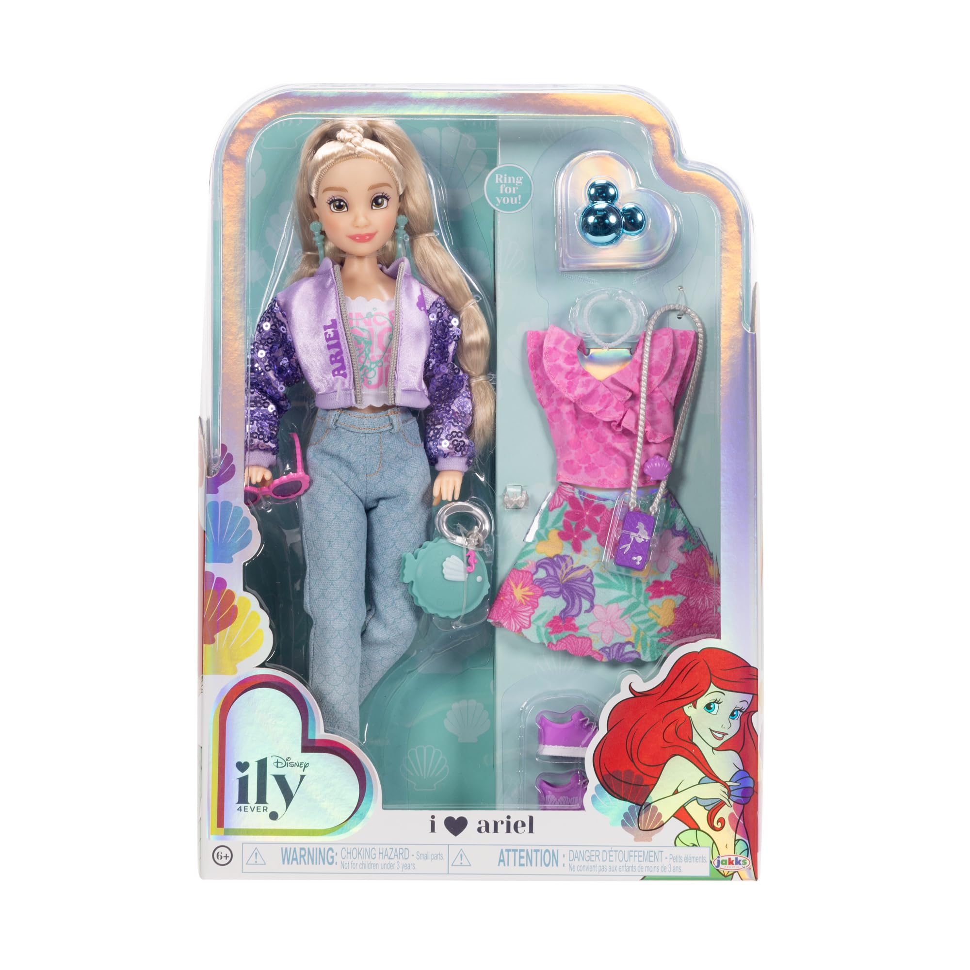 Disney ily 4EVER Ariel doll with phone carry cord for storytelling scenes.